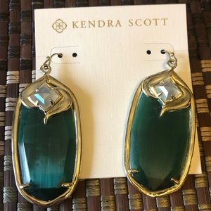 Faceted Gold Drop Earrings in Jade Green Illusion